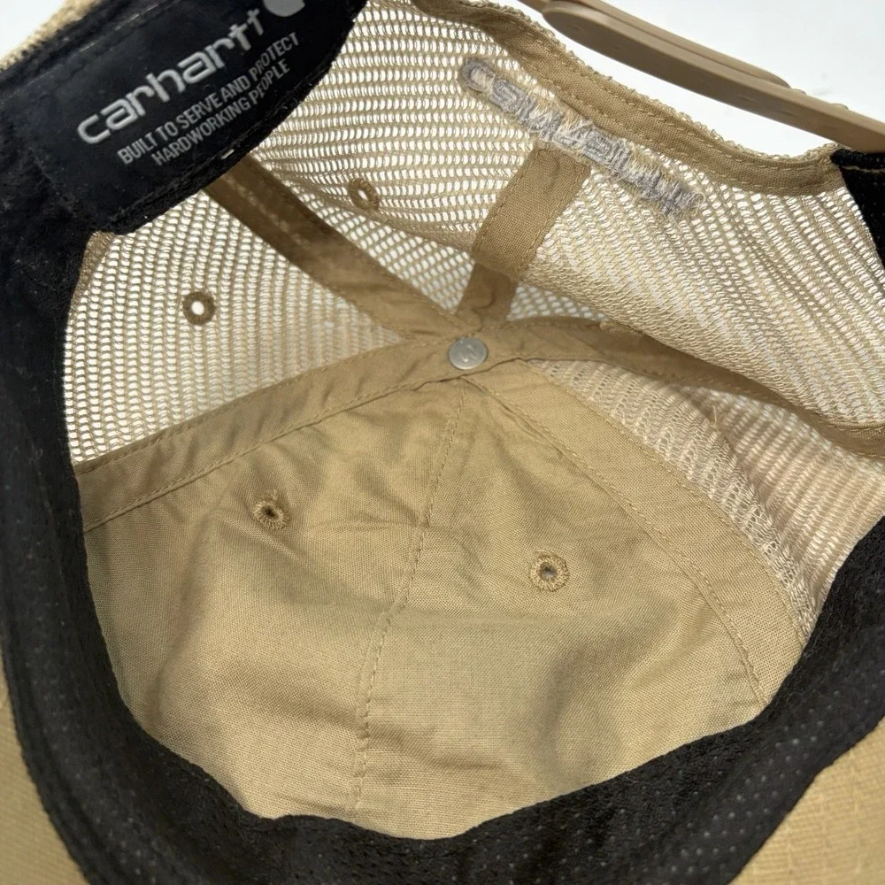 Carhartt Hat Snapback Beige. Casual Workwear Mesh Mens Logo Adjustable Tan